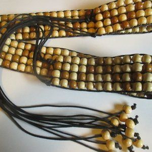 Groovy Wooden Beads Vintage Tie Belt Hippie Boho
